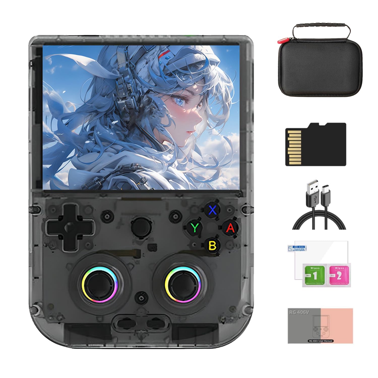 JOYARCH RG406V Handheld Game Console, 5.48 IPS Touch Screen Android 13 Unisoc T820 Retro Emulator 5500mAh Arcade Gaming Console (8+128G) - Black