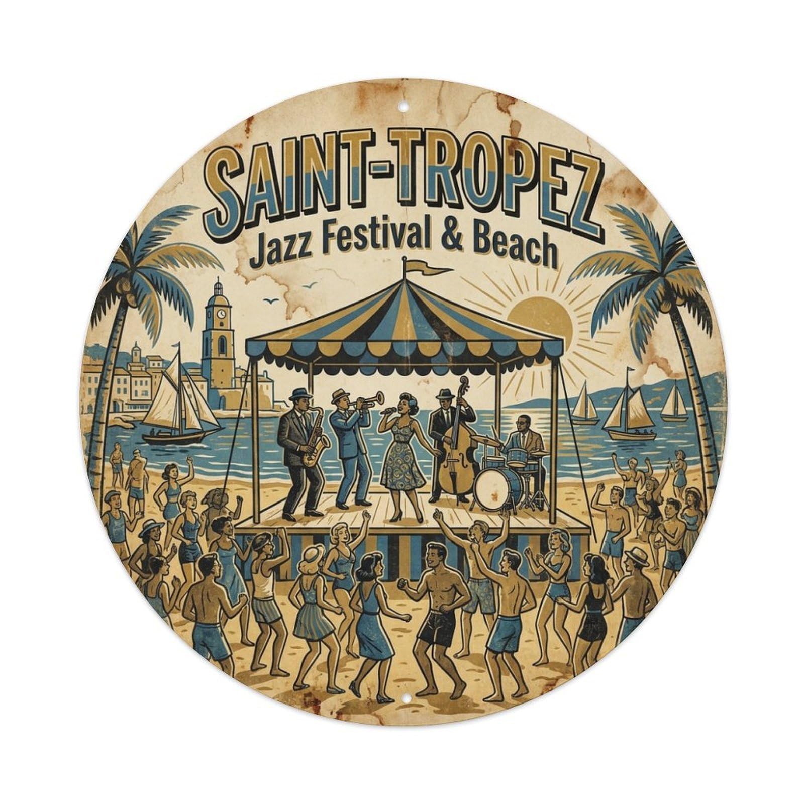 France Saint Tropez Riviera Travel Beach Music Stage Metal Tin Sign