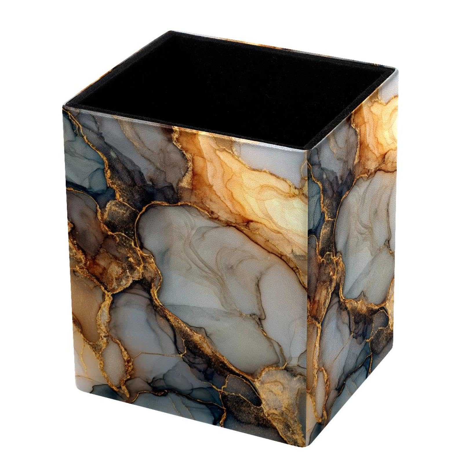 VAPOKF Pencil Holders for Desk, Marble Texture Printed Pen Holders Pen Pot Makeup Brushes Storage Desktop Stationery Supplies Organiser for Home Office