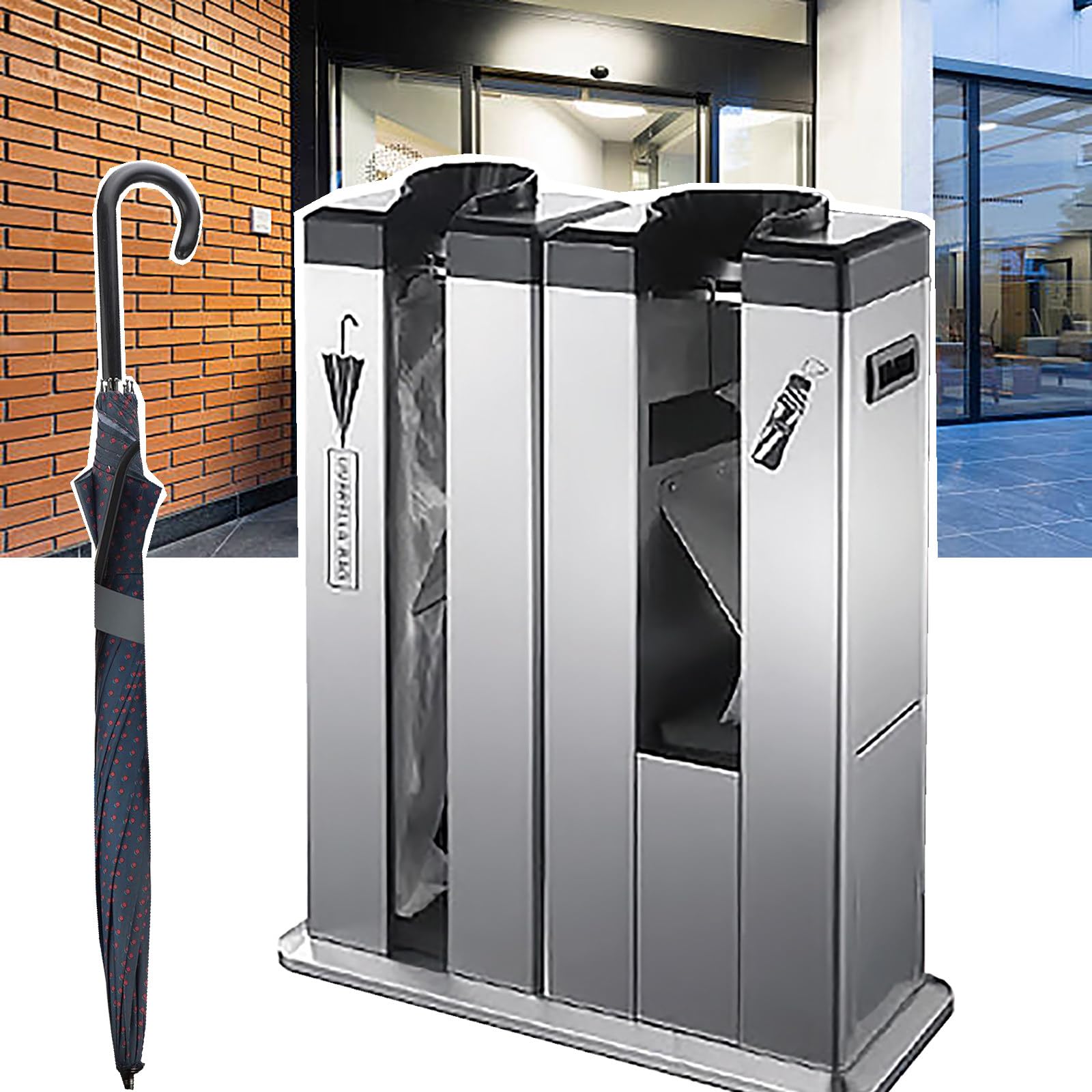 LJYKBFL Automatic Wet Umbrella Bag Wrapper, Commercial Dispenser Stand with Wheels for Offices, Hotels, Supermarkets