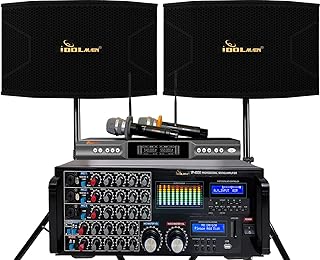 IDOLmain IDOLpro 6000W Mixing Amplifier with HDMI/Recording/USB/Bluetooth Plus 800W Vocal Speakers and Dual High Performance