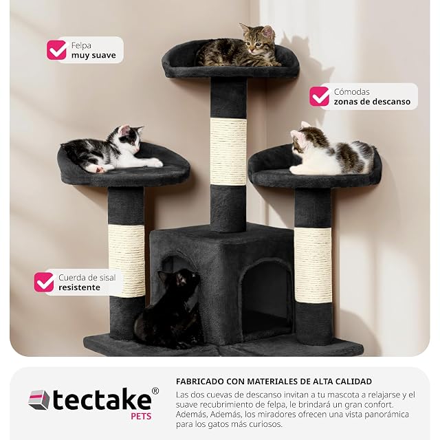Foto 3 de 8 de TecTake Rascador para Gatos y Gatos, Altura Total 170 cm, Color Negro - 401117