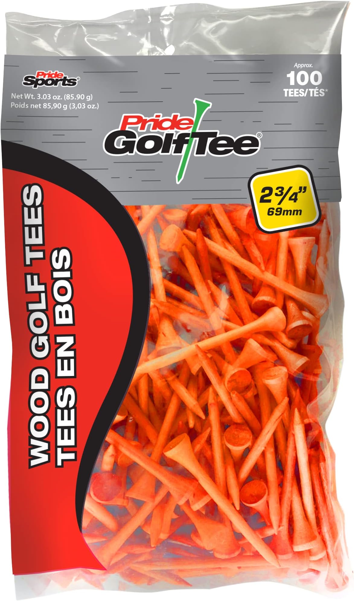 Pride Golf Tee, 2-3/4 inch Deluxe Tee, 100 Count Bag