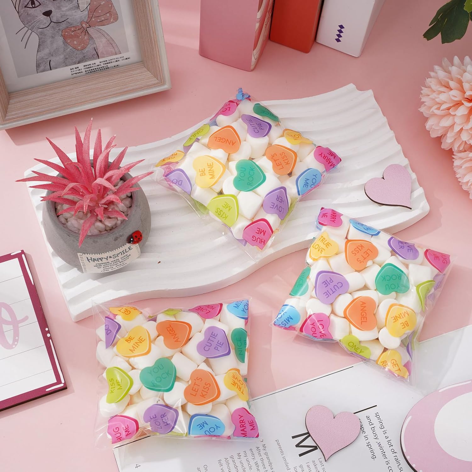 Whaline Valentine's Day Self Adhesive Treat Bags - 320 Pcs Clear Cellophane Goodie Bags for Wedding Party, Cookies & Snacks - Image 5