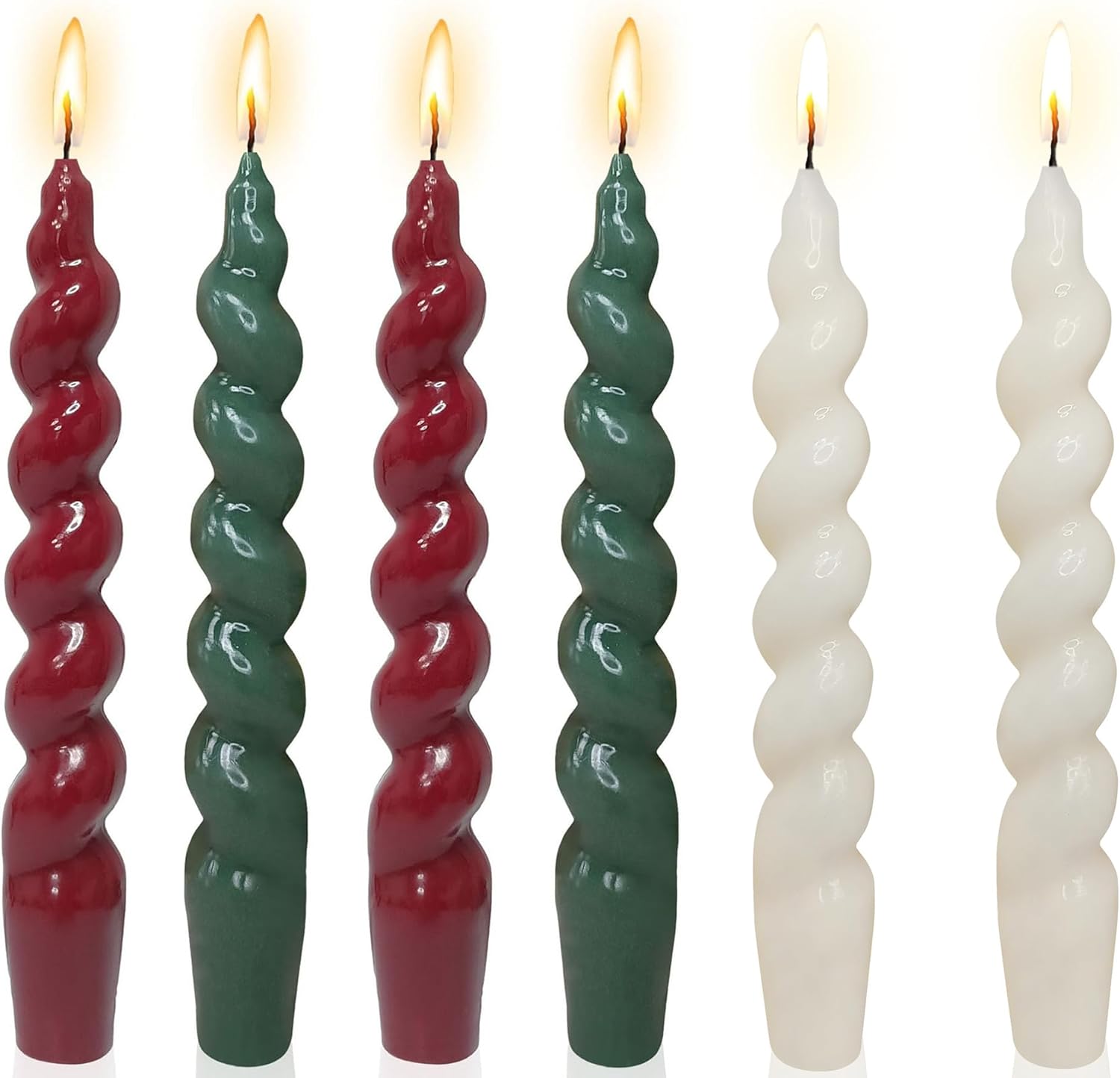 4pcs Christmas Green Candles Short Candle White Spiral Taper Candle Thanksgiving Candles red Candles Green Taper Candles