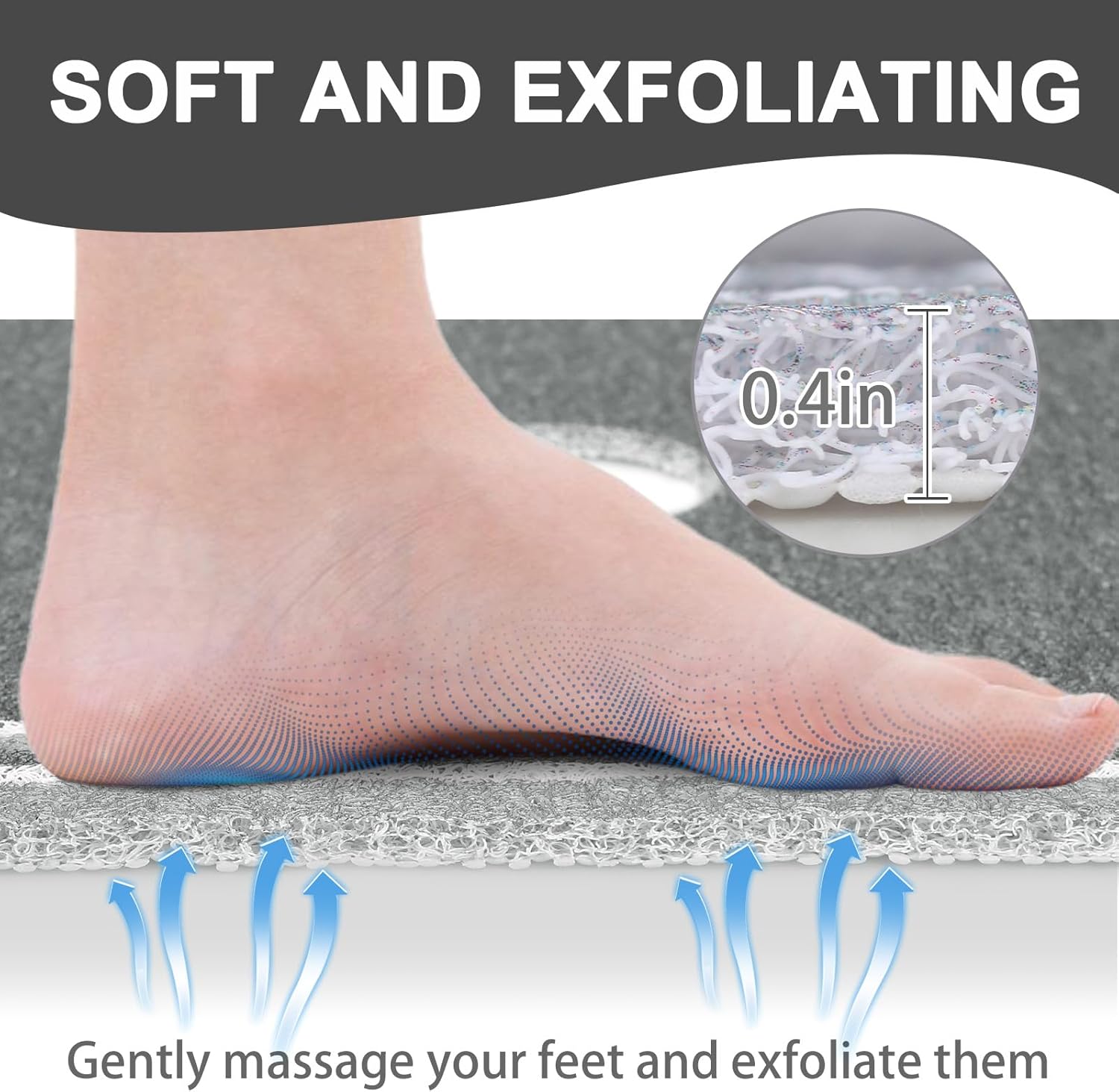 Shower Mat Non Slip: 47x32 Inch Extra Large Shower Mats for Inside Shower, Anti Slip Shower Floor Mat, Loofah Shower Stall Mats for Elderly, Non Slip Shower Mat with Drain Hole in Middle