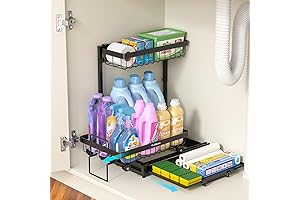 Streamline Your Space: 3-Tier Under Sink Organizer with Pull-Out Slide Extender