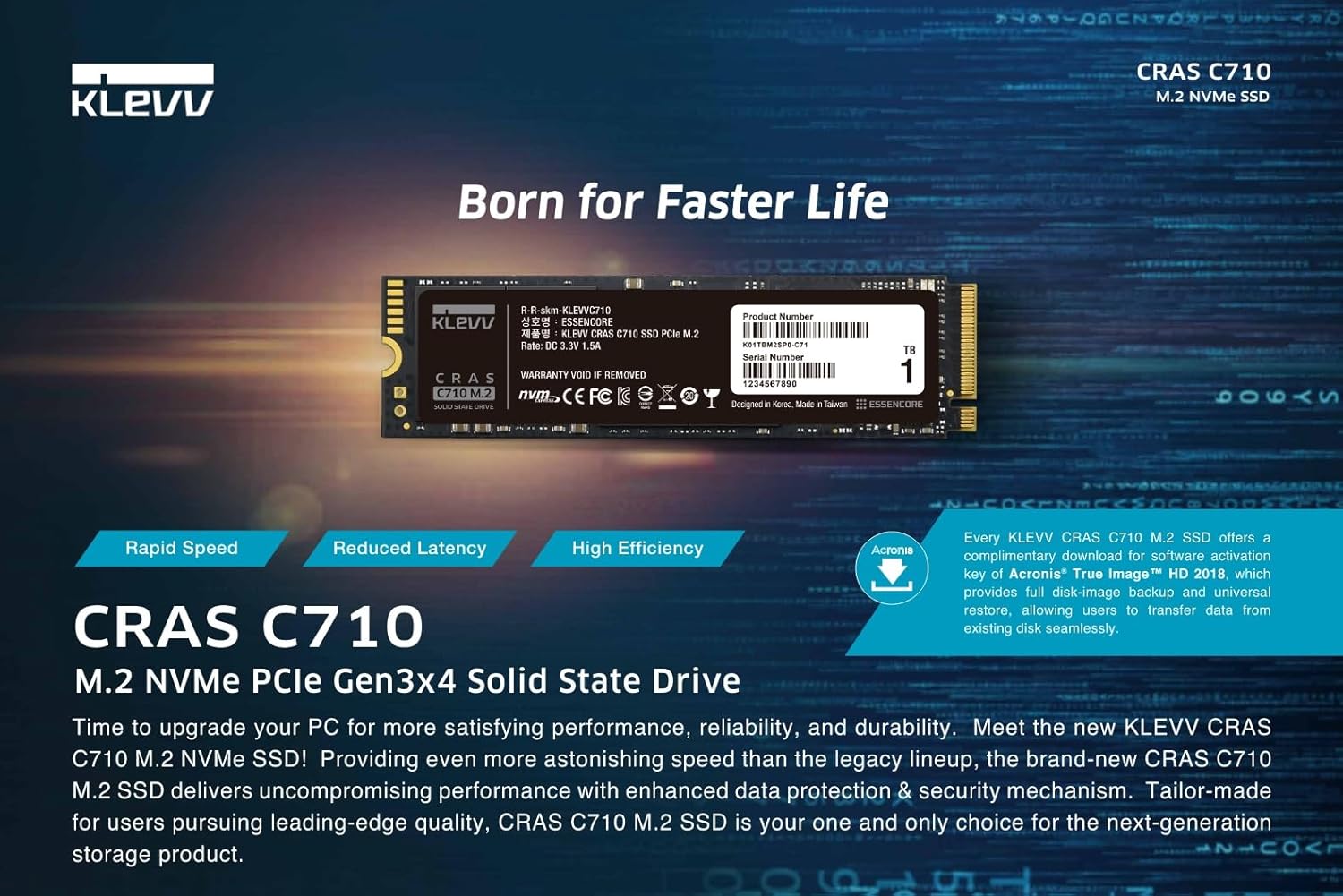 KLEVV CRAS C710 SSD 1TB, NVMe PCIe Gen3 x4, 3D Oman Ubuy