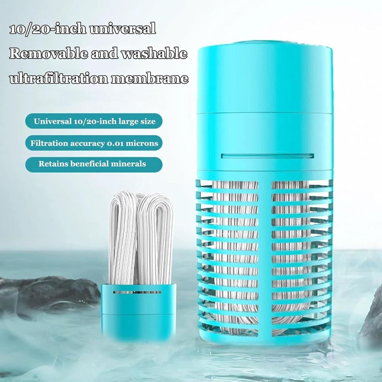 3er-Pack 20-Zoll-PVDF-UF-Membranfilterpatrone, 0,01 Μm Hochleistungs-Vorfilter, Waschbar, Für Kommerzielle Umkehrosmoseanlagen Und Industrielle Wasseraufbereitung