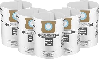5 Pack Replacement Filter Bags 5-8 Gallon for Shop Vac Vacuum Type E - 9066100 90661 906-61,Type H 90671 9067100 9067133; VF2004, VHBS VDBS HEPA Vacuum Cleaner, White