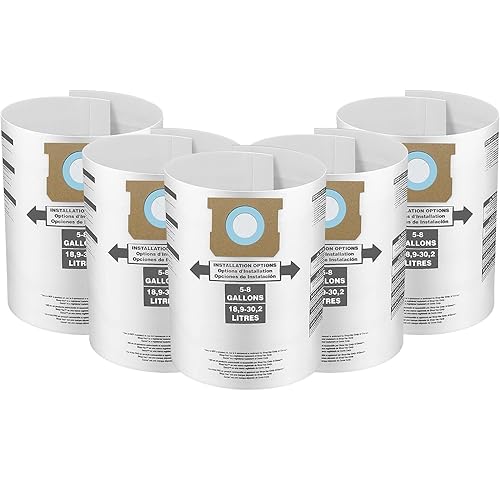 Paquete de 8 bolsas de filtro de repuesto para aspiradora Shop Vac de 5 a 8 galones, tipo E - 9066100 90661 906-61
