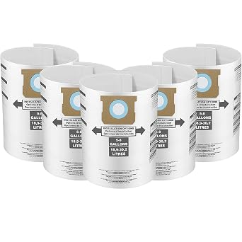 5 Pack Replacement Filter Bags for Shop Vac 5-8 Gallon Vacuum, Type E - 9066100 90661 906-61, Type H 90671 9067100 9067133; VF2004, VHBS VDBS HEPA Vacuum Cleaner, White