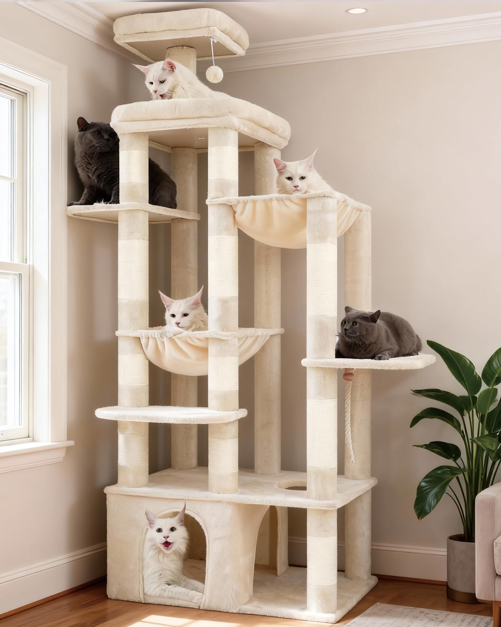 Amazon | Heybly キャットタワー 高さ180cm 大型猫用 猫タワー 70cm