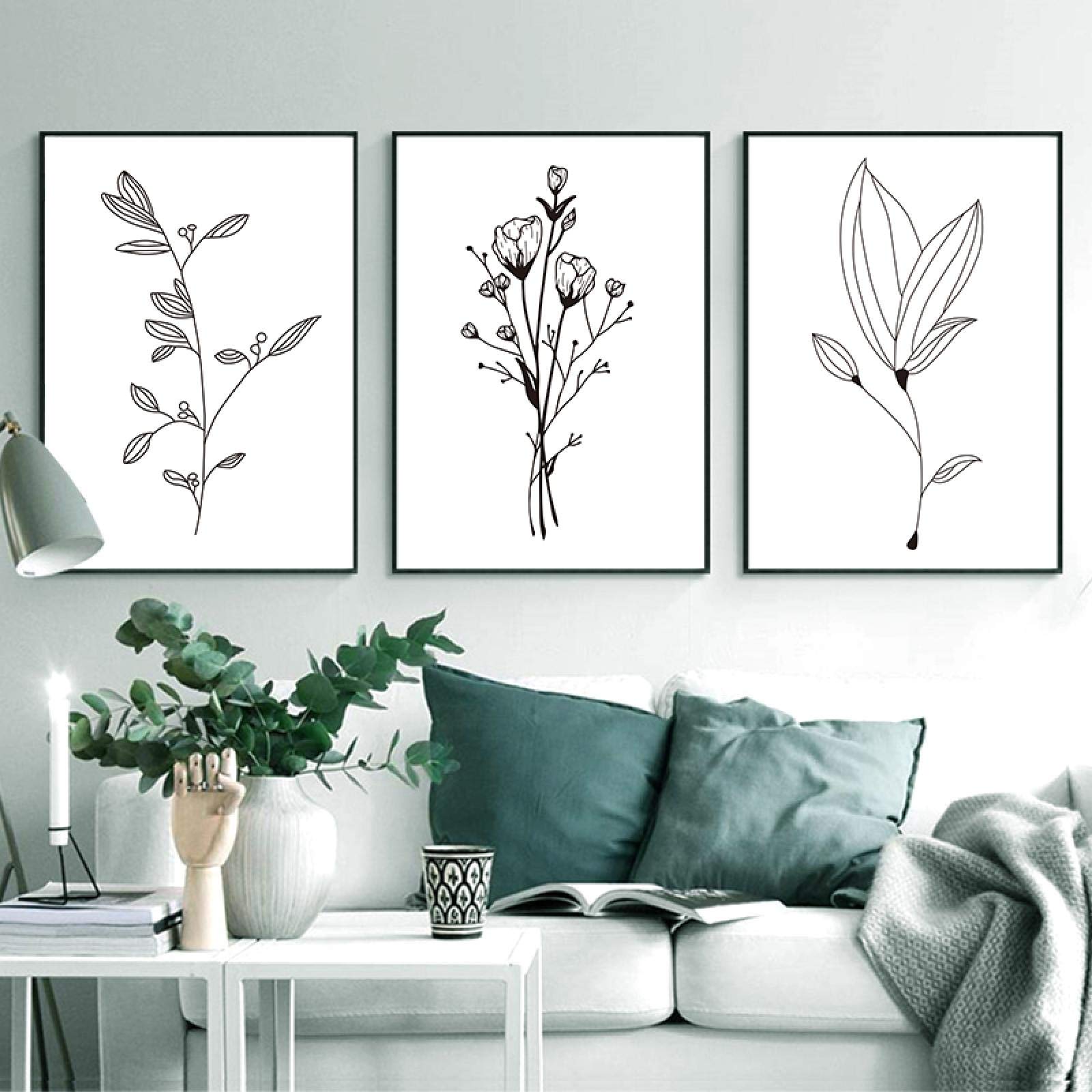 Fleur art impression mur toile peinture haut de gamme triptyque scandinave 60x80cm