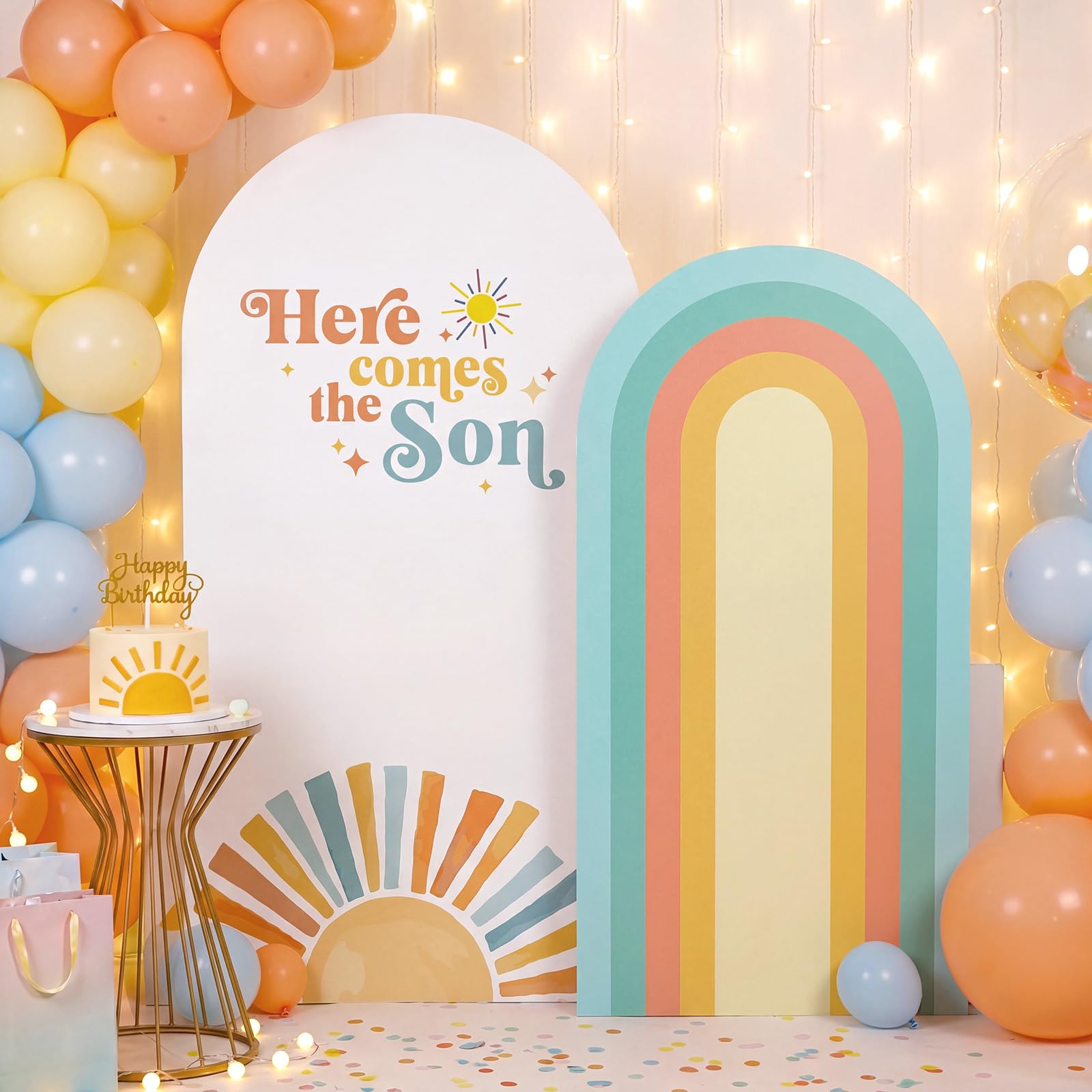 Photo 1 of Mindsoft Arch Backdrop Cover, Boho Sun Rainbow, 7.2ft/6.6ft