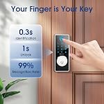 ELAMOR Smart Fingerprint Door Lock, 6-in-1 Keyless Entry Door Lock with Bluetooth App Control, Touchscreen Keypad, Easy to Install, Automatic Locking, Smart Deadbolt for Home Use, ANSI Grade 3