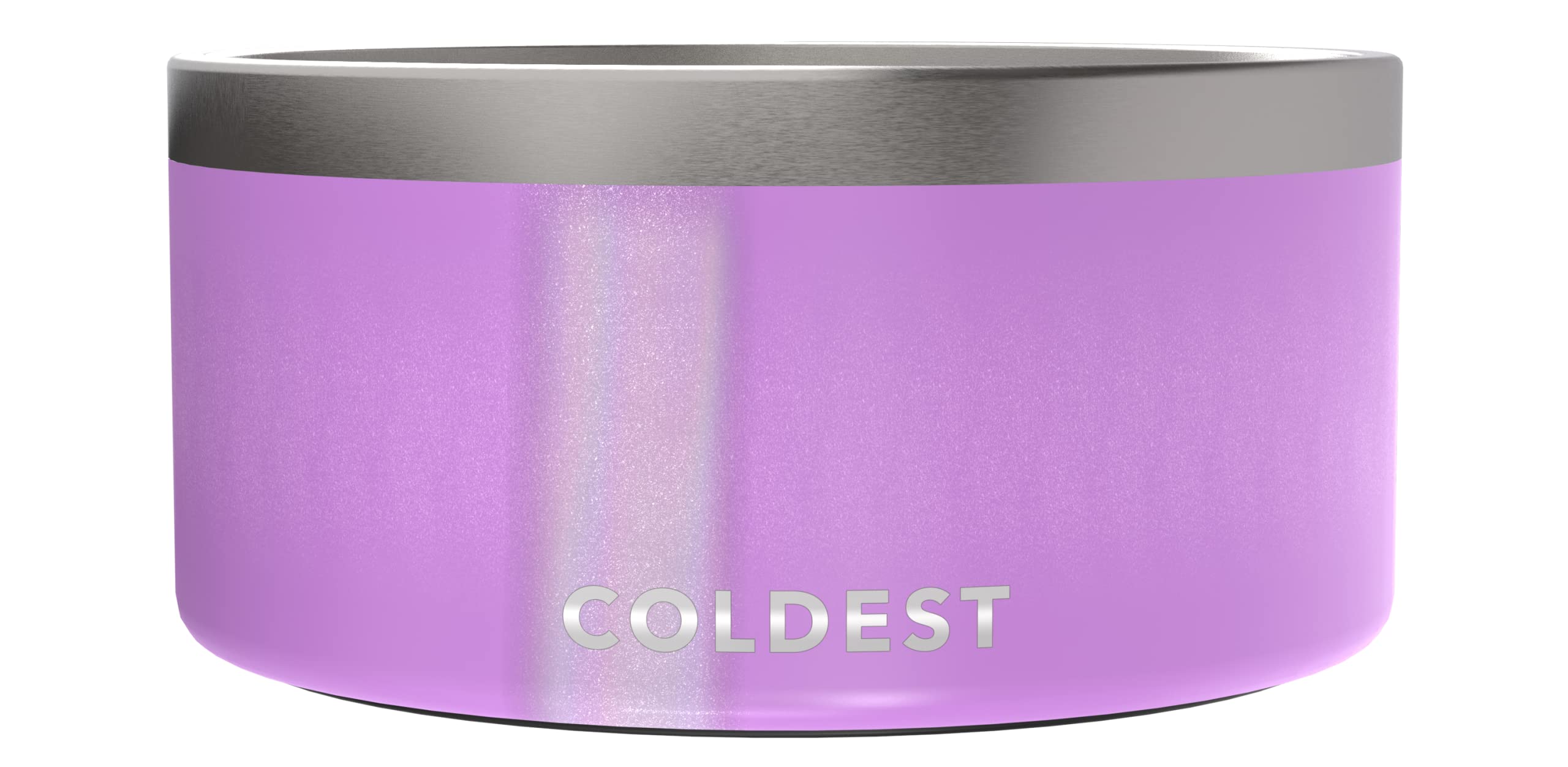 Coldest Dog Bowl - Stainless Steel Non Slip No Spill Proof Skid Metal Insulated Dog Bowls, Cats, Pet Food Water Dish Feeding for Large Medium Small Breed Dogs (200 oz, Saturns Purple Glitter)