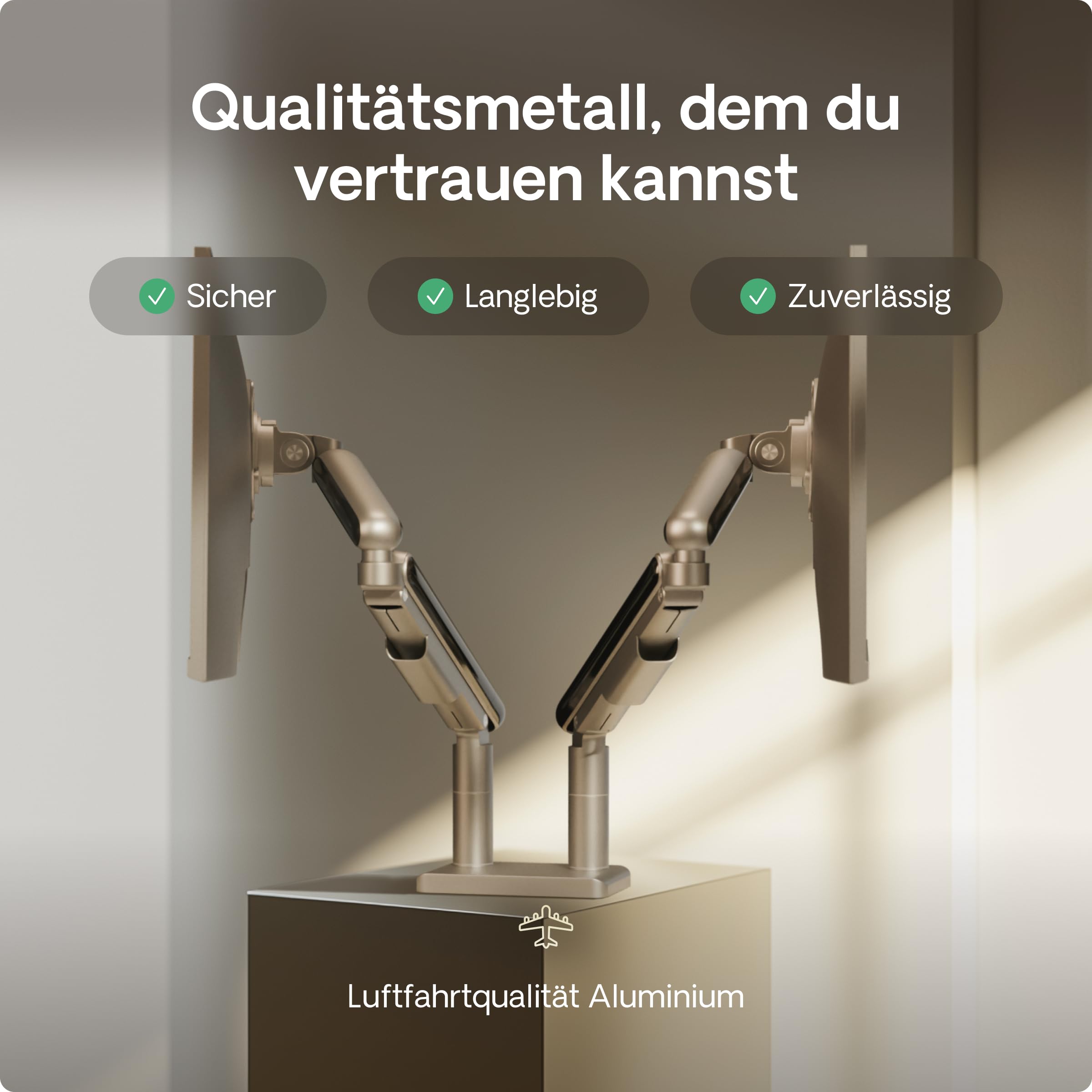Desktronic Doppelte Monitor Halterung, Bis zu 32" & 8kg, 360° Drehung, Höhenverstellbar, Robuste Bauweise, Einfache Montage, Für Große Bildschirme, Ergonomisch, Passend für alle VESA 75/100