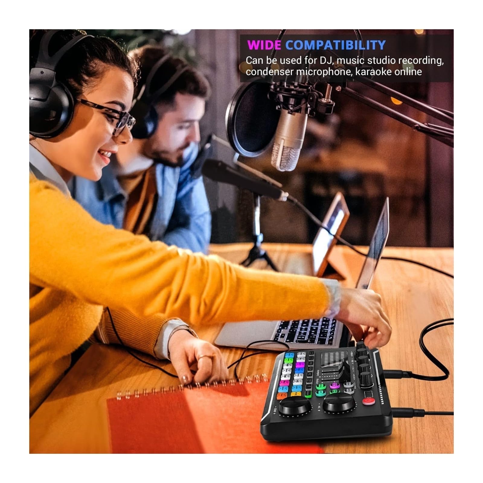 Kit Professionale per la Registrazione di Podcast e Studio - Mixer Audio Live F998 con Microfono a condensatore BM-800 per Musica e Streaming Live (Scheda Audio