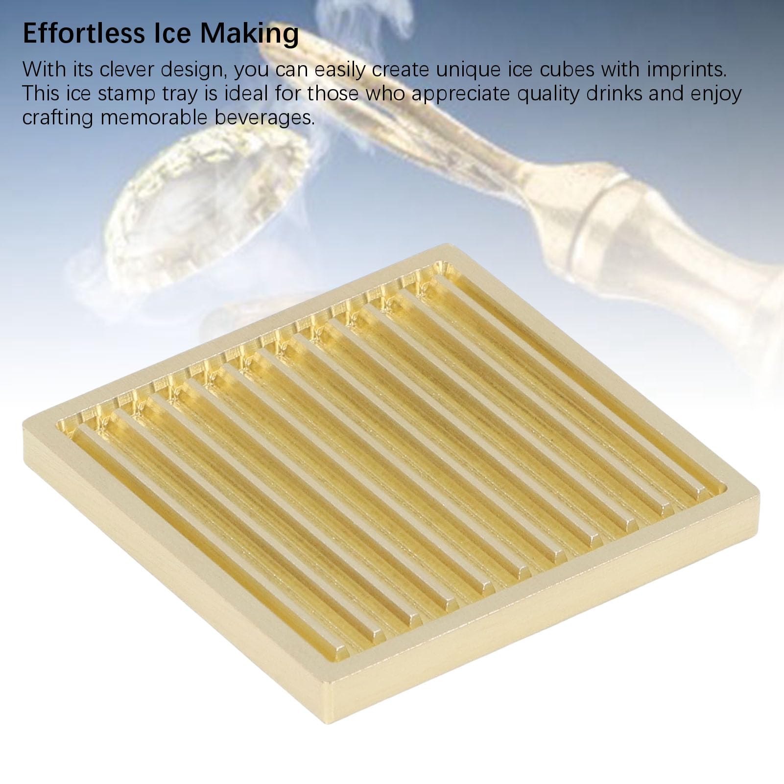 Eiswürfelbereiter Design-Tablett Craft Moderner Eiswürfelstempel mit Kupfer-Eispresse Erstellen Sie einzigartige Abdrücke in 5 Sekunden für (A02)