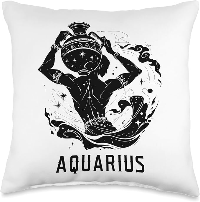 Aquarius Astrology Zodiac Sign Whimsical Astrological Symbol Throw Pillow