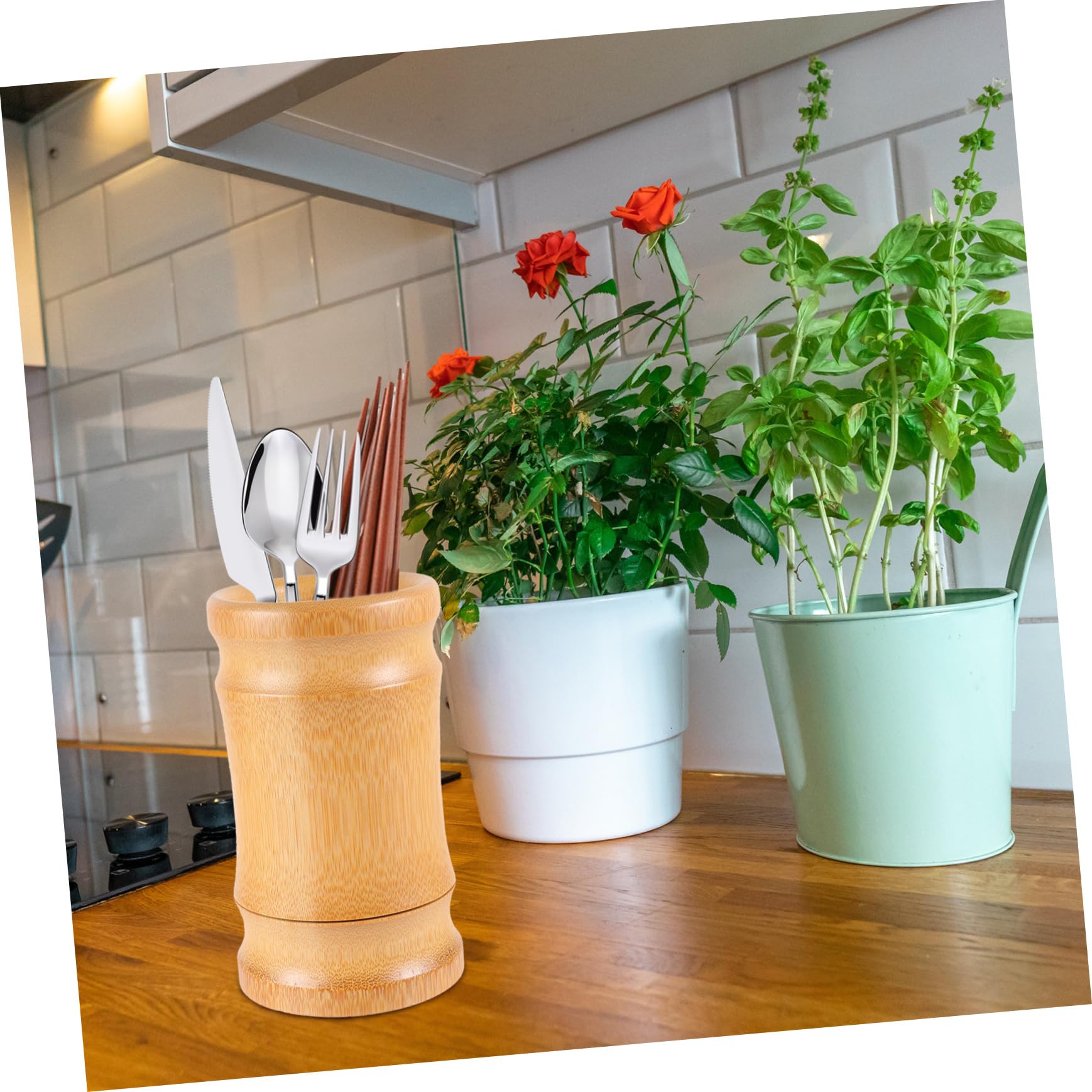 Cabilock Metal Chopsticks Metal Chop Sticks Bamboo Chopstick Holder Chopstick Utensil Storage Cup Chopsticks Flatware Drain Organizer Fork Spoon Cutlery Drainer Container 16cm Square Stand