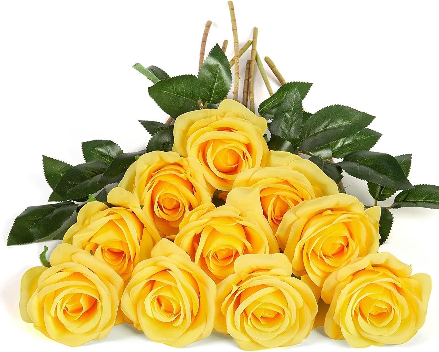 Dekorly Artificial Silk Rose Bouquet - 10 Long Stem Flowers -12 Dekorly Artificial Silk Rose Bouquet - 10 Long Stem Flowers -12