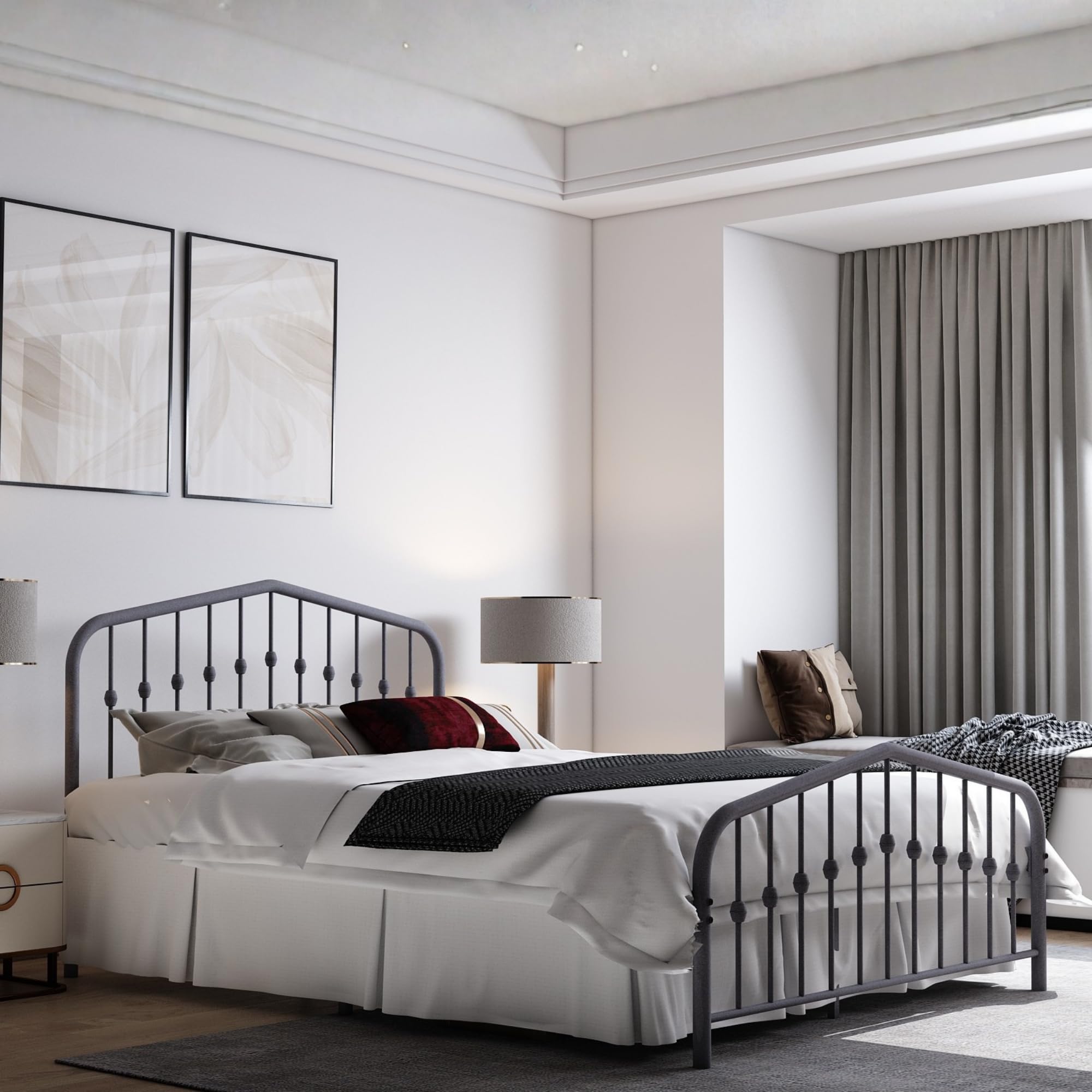 ベッドフレーム bed frame with mattress Allewie Full Size Platform Bed Frame with Fabric Upholstered