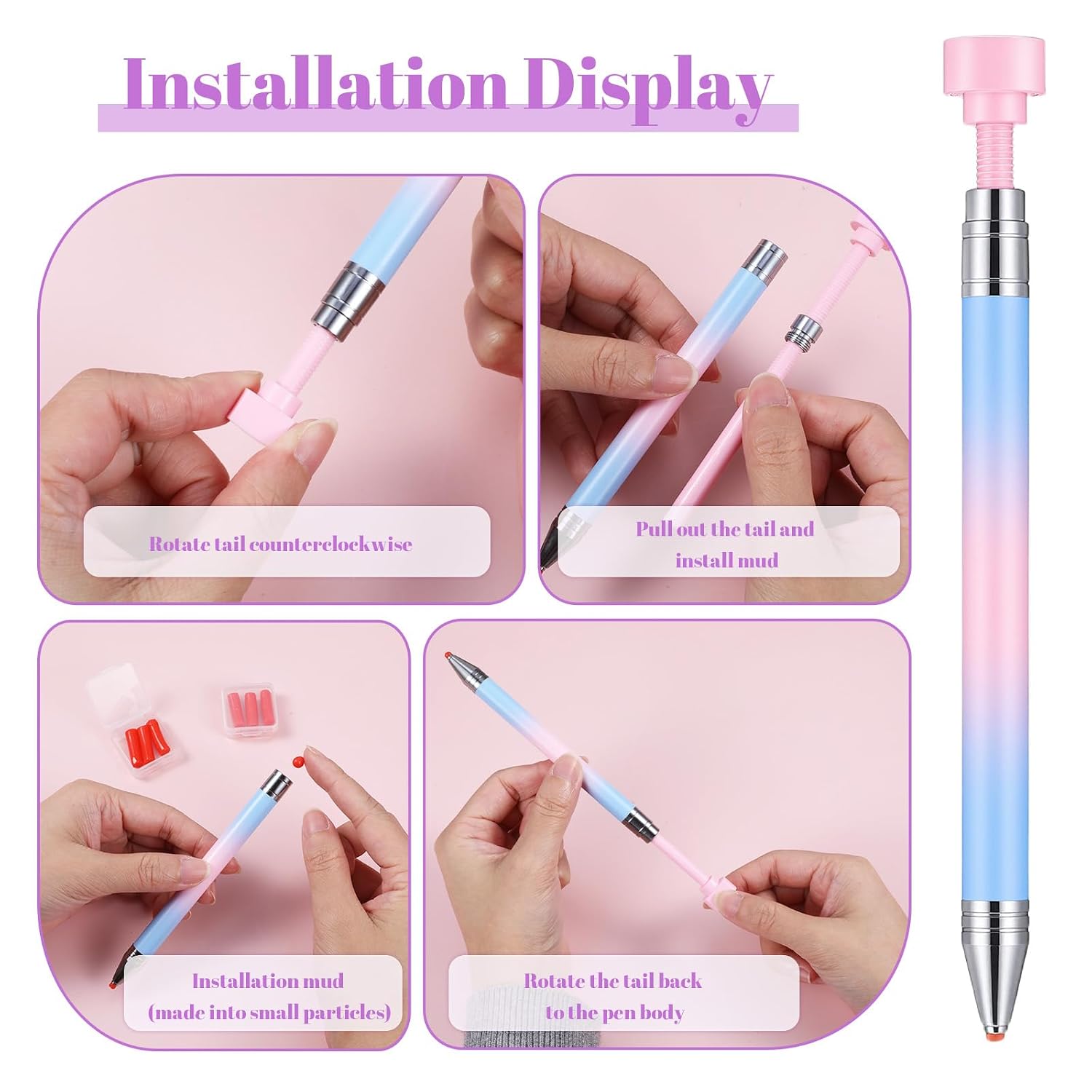 1PCS Rhinestone Picker Tool, Refillable Wax Pen with 6PCS Wax Refills Diamonds Art Pens Rhinestone Pickup Tool Nail Diamond Arts Painting Dotting Pen for Nail and Diamond Art Paint