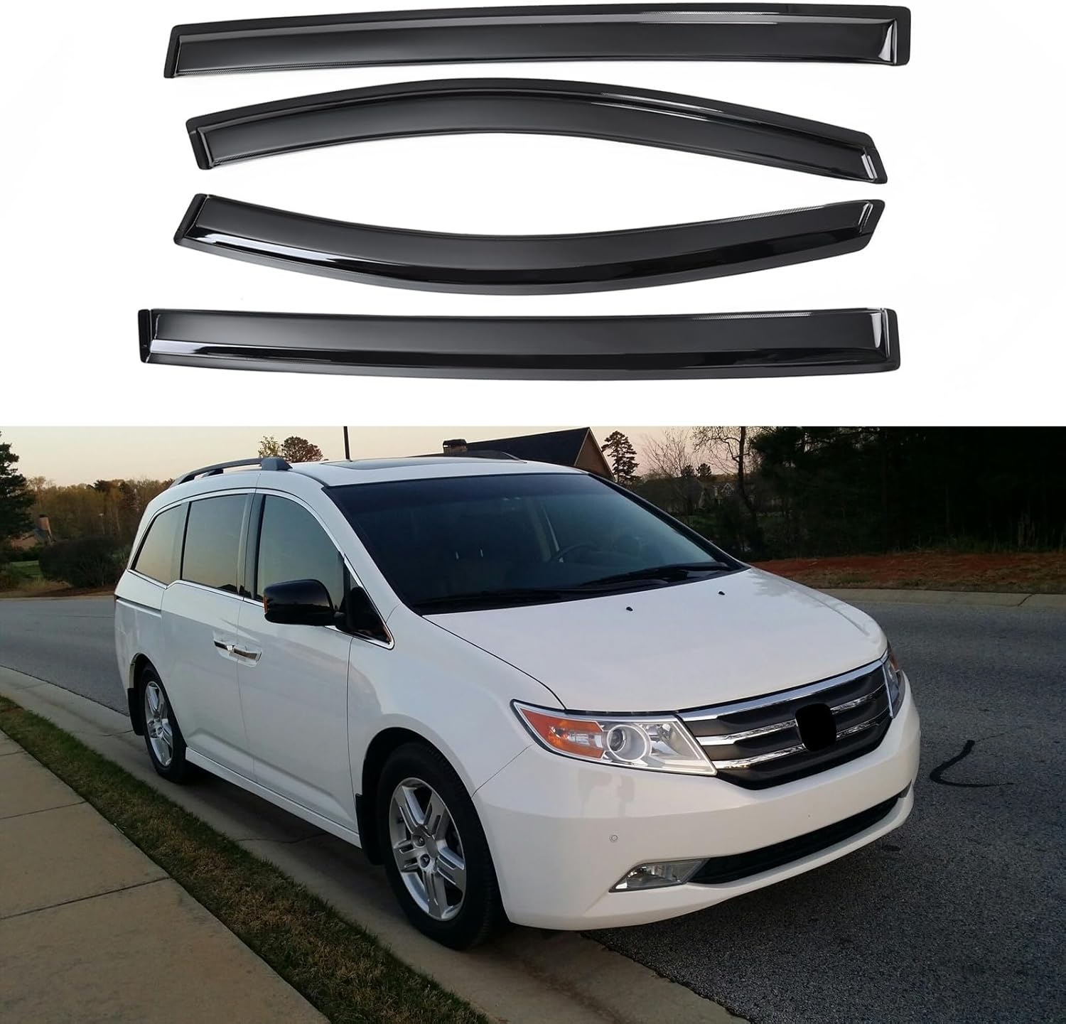 Kyannkara Rain Guards Side Window Visor Vent Outside Mount, 4PCS Fits for Honda Odyssey 2011 2012 2013 2014 2015 2016 2017 Easy Installation
