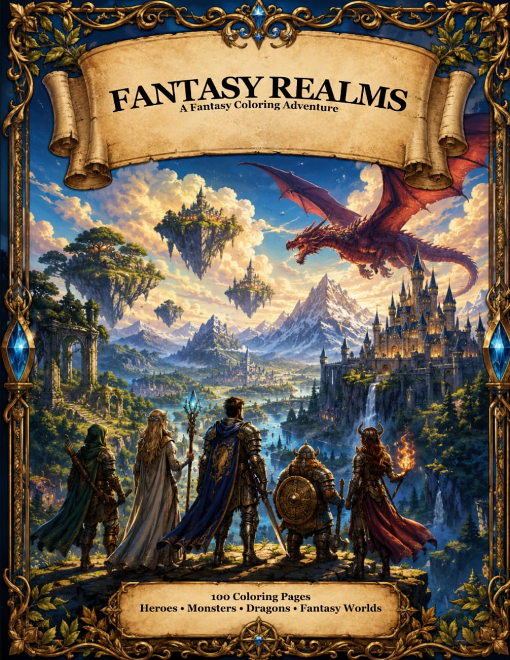 Fantasy Realms: A Fantasy Coloring Adventure: Fantasy Coloring Book for Teens and Adults