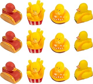 Cool Rubber Ducks (2") Standard Size. (12 Pack) Cute Duck Bath Tub Pool Toys. (Fast Food Rubber Duckies)