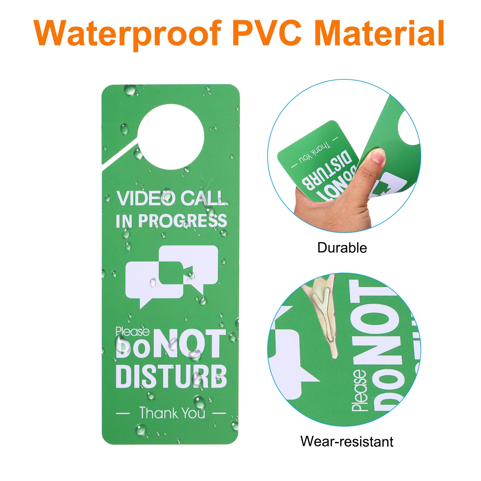 PATIKIL Do Not Disturb Door Hanger Sign, 2 Pcs PVC Double Sided Video Call in Progress Door Sign Decor for Office Meeting - Image 3