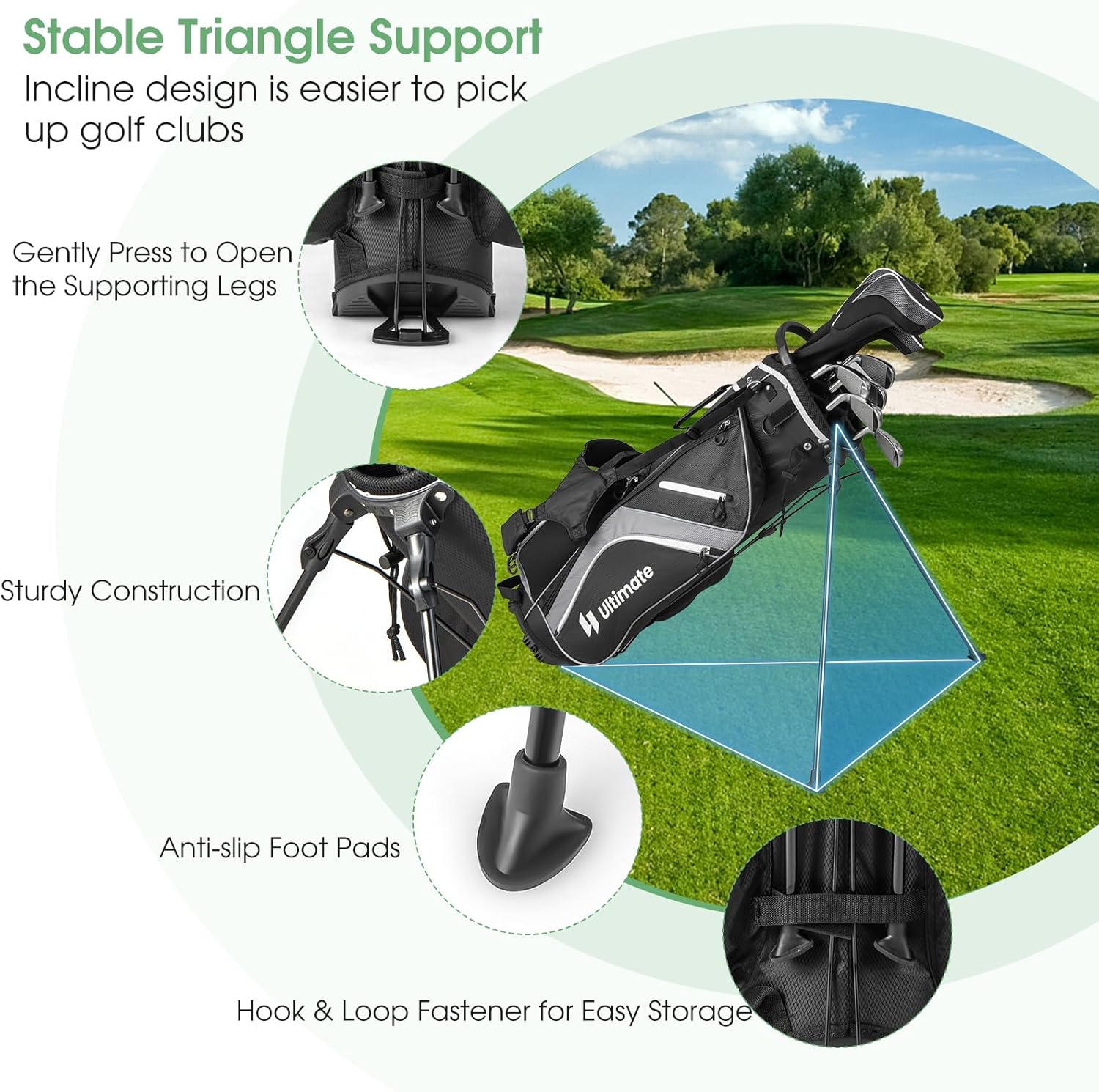 KOTEK Golf Stand Bag, 14 Way Top Divider Golf Club Bag with Cooler, 6 Zippered Pockets, Rain Hood, Adjustable Dual Shoulder Straps & Umbrella Holder, Lightweight Golf Bag for Men Women