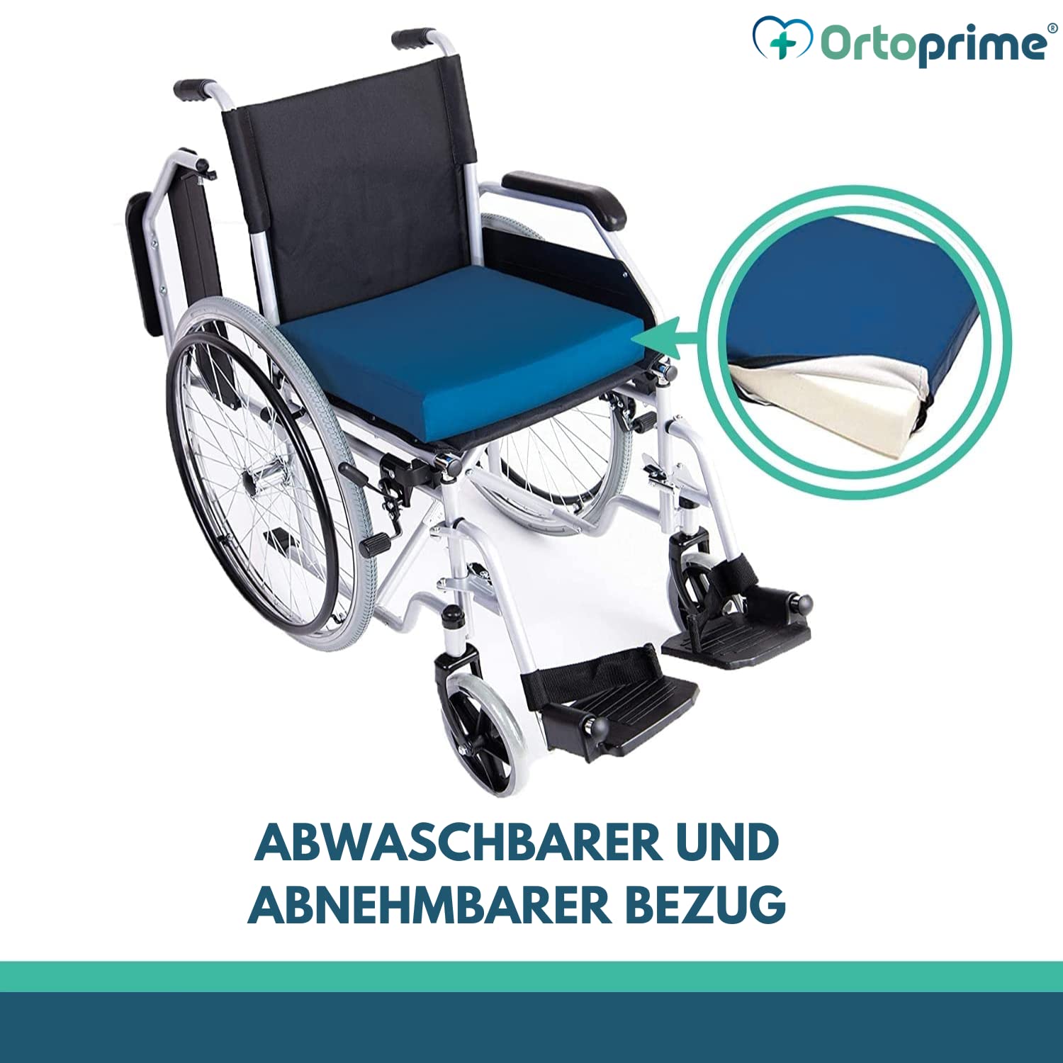 OrtoPrime Antidekubitus viskoelastisches Posturales Kissen - Orthopädisches Coxis-Entlastungskissen - Therapeutisches Memory Foam Sitzkissen - Geeignetes Sitzkissen für Rollstuhl, Zuhause & Büro