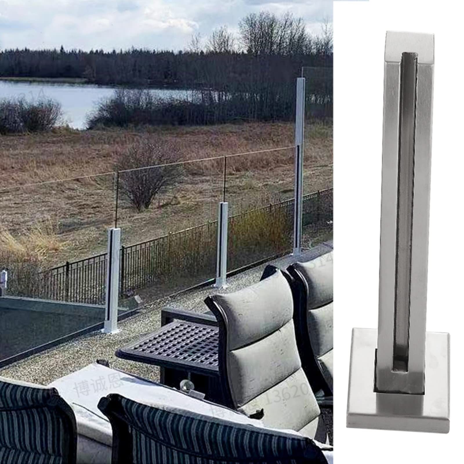 Poteau d'angle de balustrade 65 cm en acier inoxydable résistant au vent pour clôture de jardin