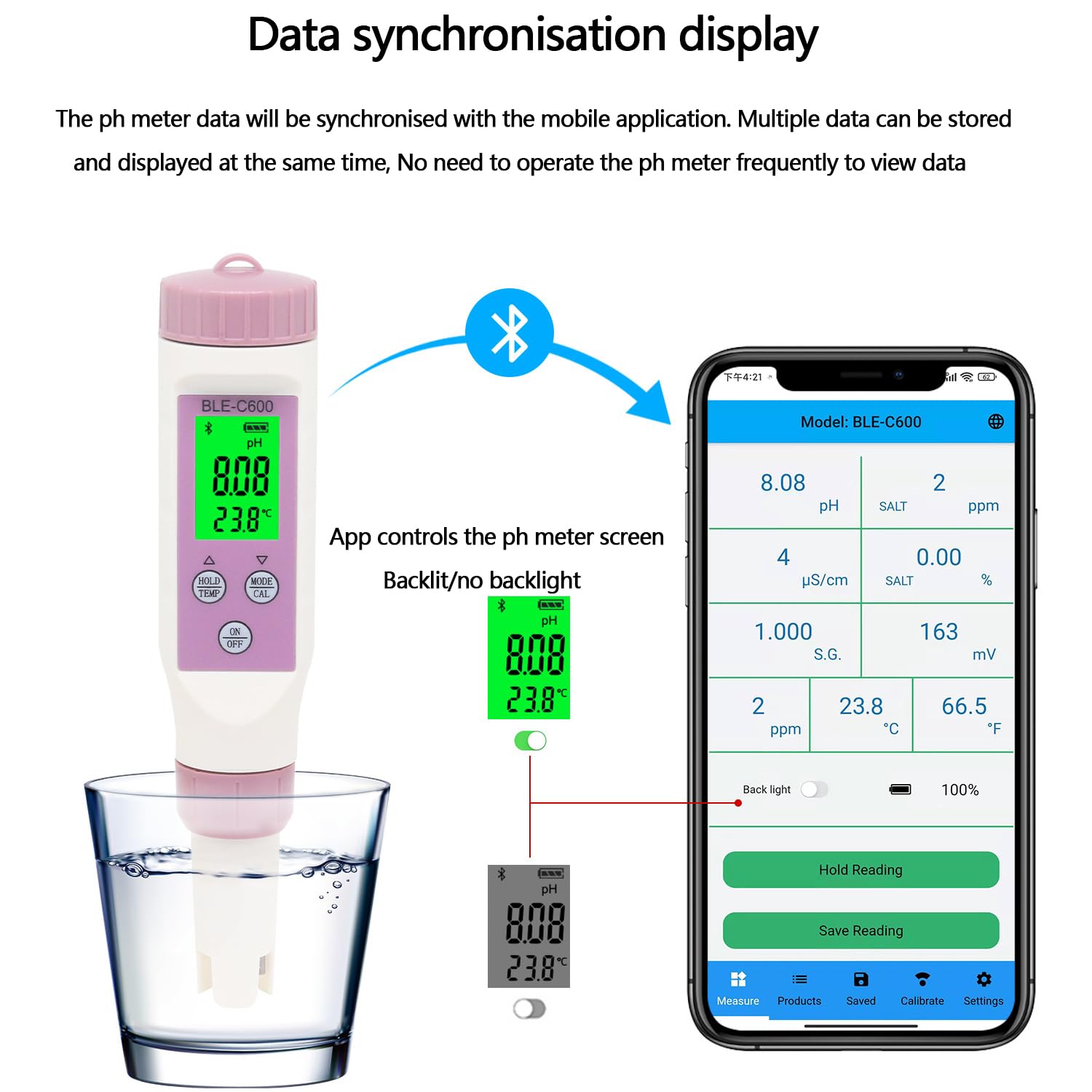 Probador digital de calidad del agua, 7 en 1, PH/TDS/EC/ORP/Salinidad/Temperatura con pantalla LCD retroiluminada, resistente al agua para agua potable, acuario, piscina