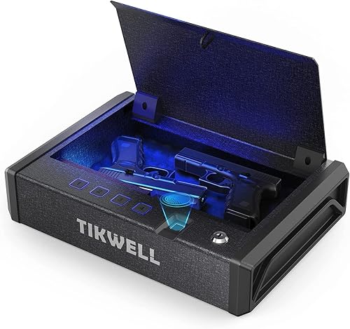 Caja fuerte para armas TIKWELL para 2 pistolas biométricas seguras para pistolas, acceso rápido a huellas dactilares o teclado, regalos para papá de