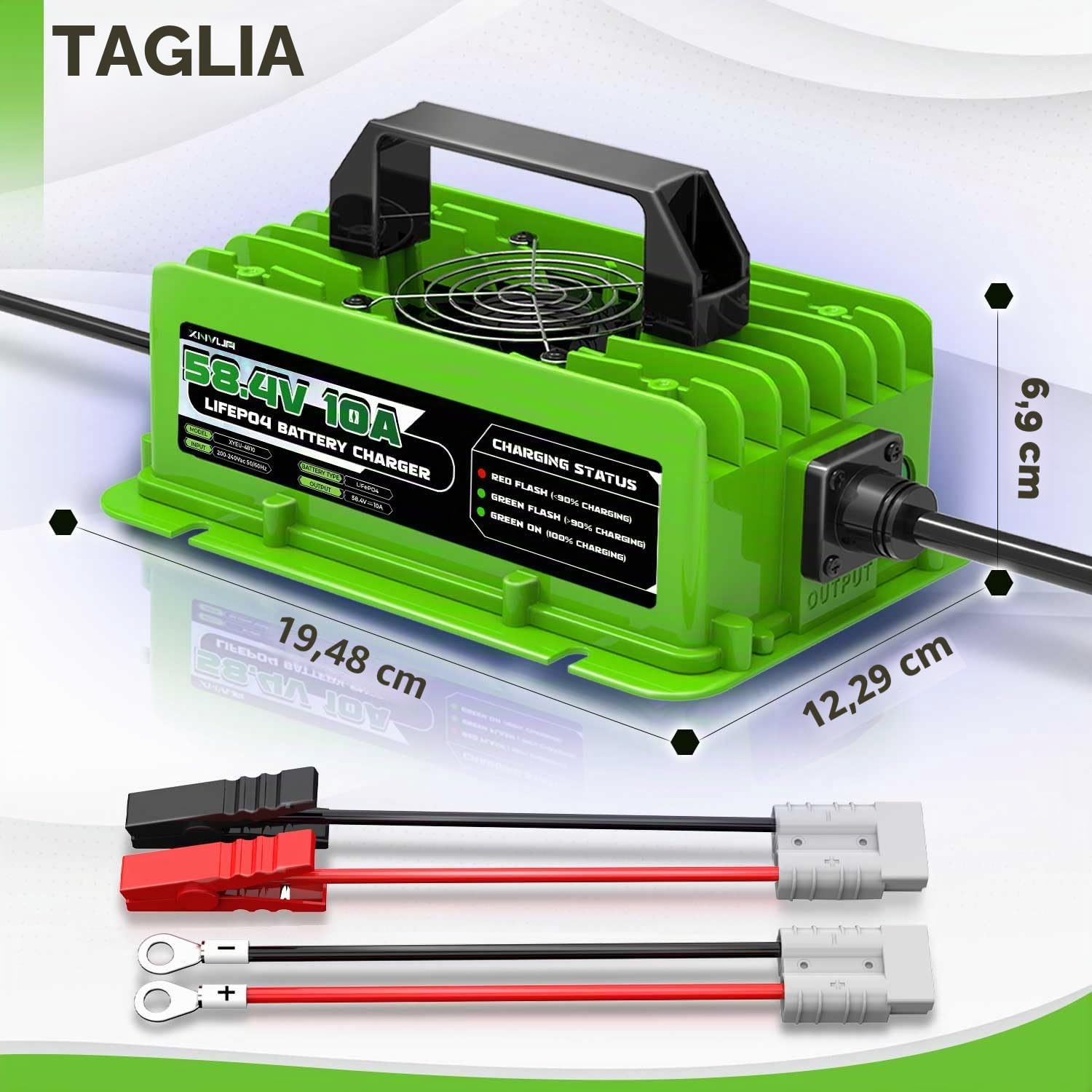 LiFePO4 Caricabatterie intelligente automatico da 58,4V 10A progettato per batterie al litio LiFePO4 da 48V (51,2V)