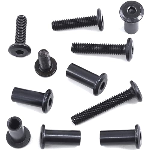 Miniatura 7 de Mardatt 120 piezas de 5 tamaños M6x16mm0.787 in0.984 in1.181 in1.378 in, Kit surtido de pernos hexagonales negros y tuercas de barril, pernos de