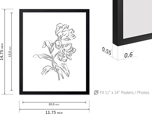 Miniatura 604 de Poster Master Póster de peonías – Estampado de flores retro – Ilustración floral – Ilustración en blanco y negro – Diseño de línea y abstracto –