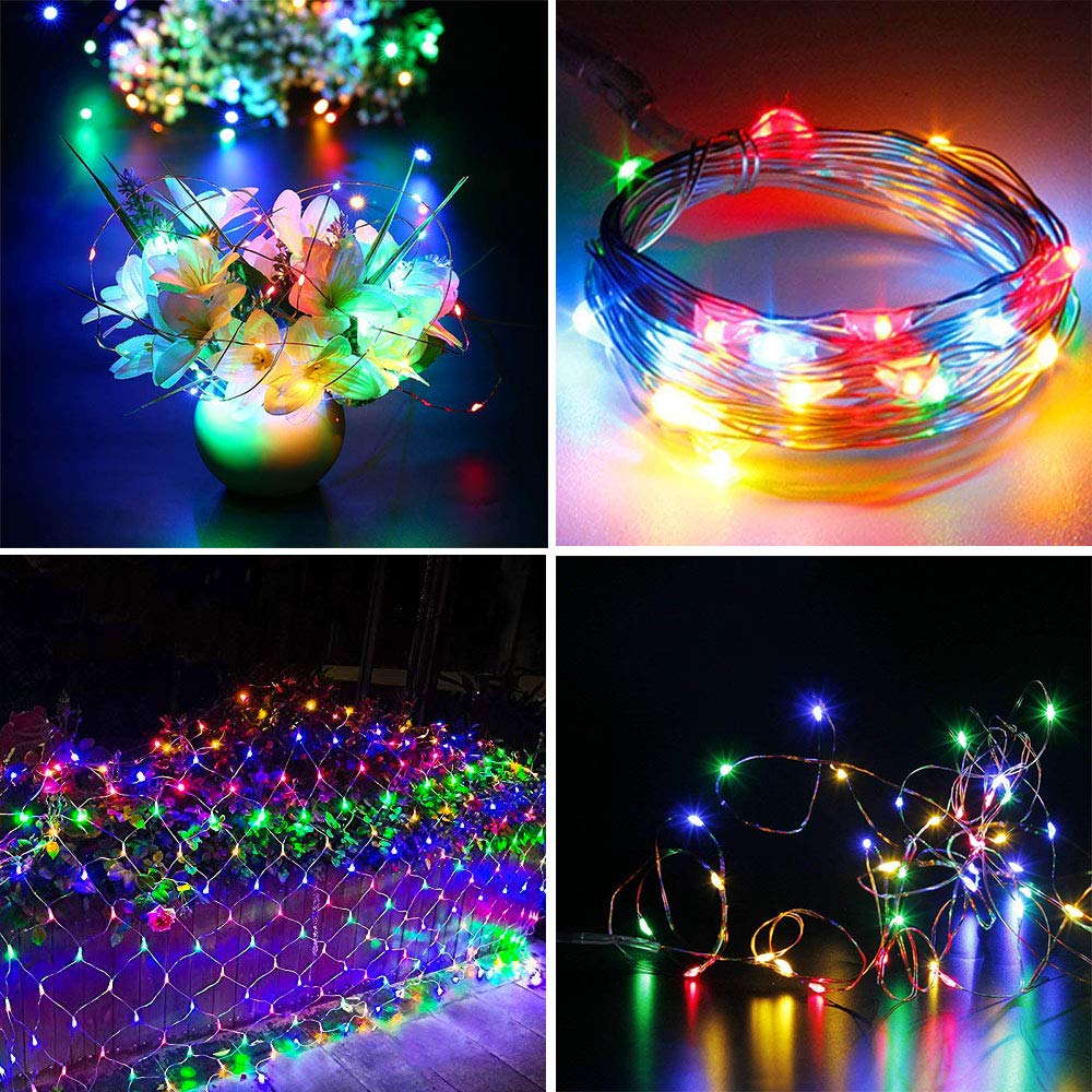 Flickering Battery Operated String Lights Multicolor Copper Wire Fairy