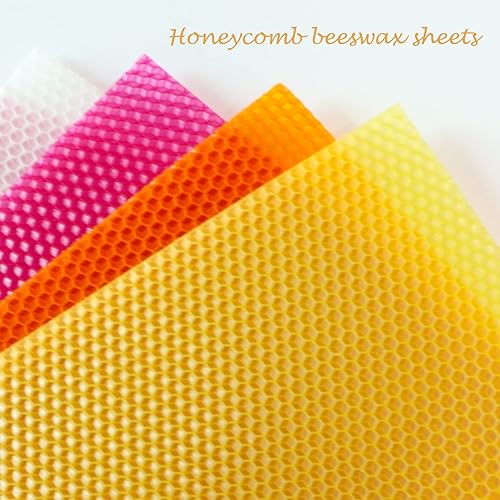 Miniatura 5 de Bingfuego Kit de fabricación de velas de cera de abeja para niños, 12 hojas para enrollar, color natural brillante (8 x 8 pulgadas)