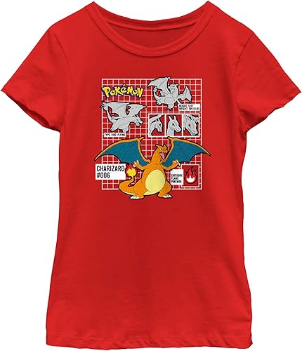 Pokemon Poke Charizard Highlight T-Shirt pour Fille, Rouge, Taille