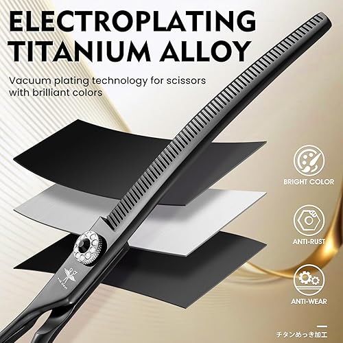 Miniatura 4 de PURPLEBIRD Tijeras de adelgazamiento curvadas para el cuidado de perros, 7 pulgadas, tijeras profesionales de aseo para la seguridad del perro,