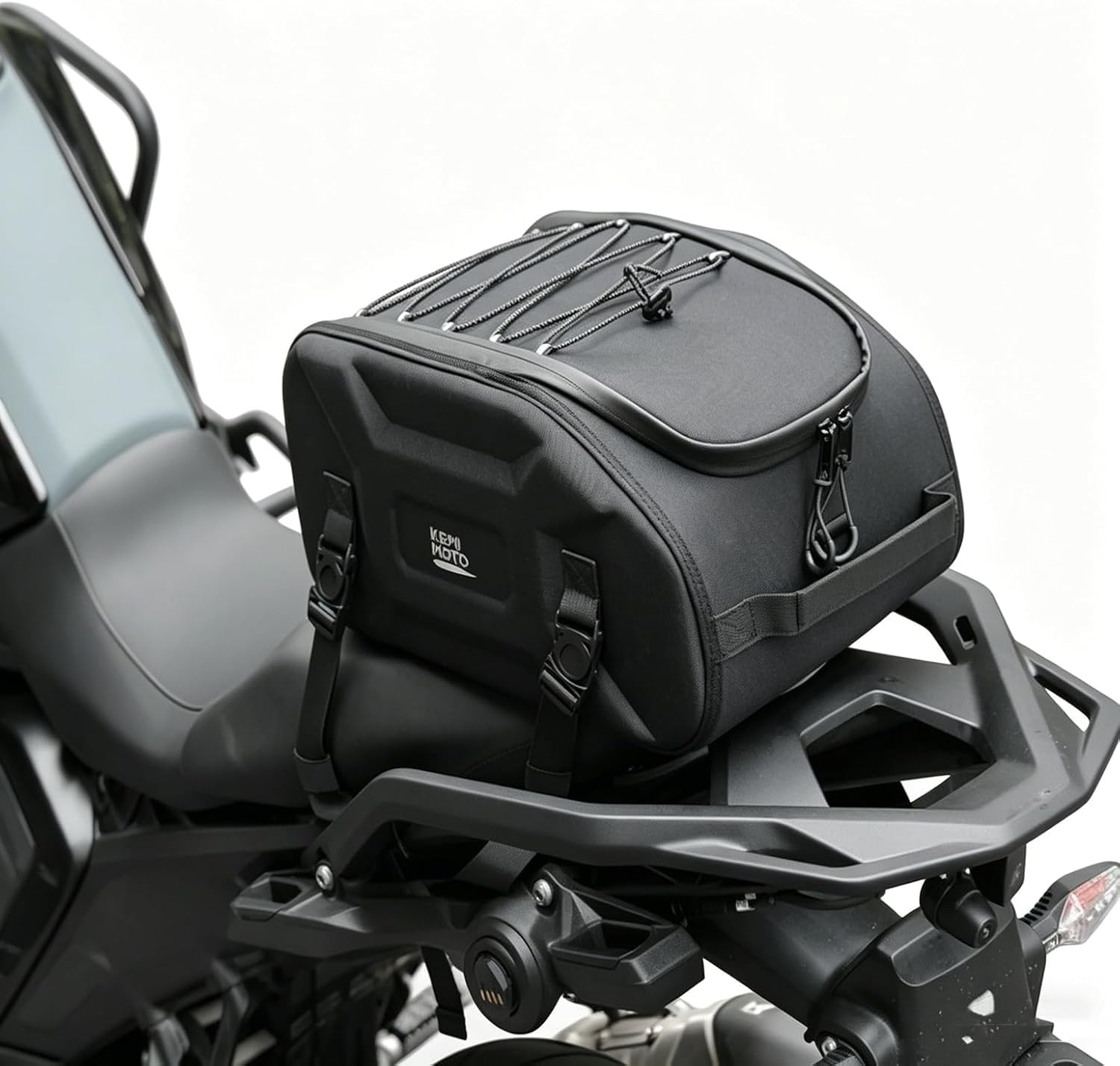KEMIMOTO 13L Motorrad Hecktasche Wasserdicht, Multifunktional Motorradtasche, 3-in-1 Gepäckträgertasche mit Regenhülle, Eva Hecktasche Hinterradtasche für Radfahren