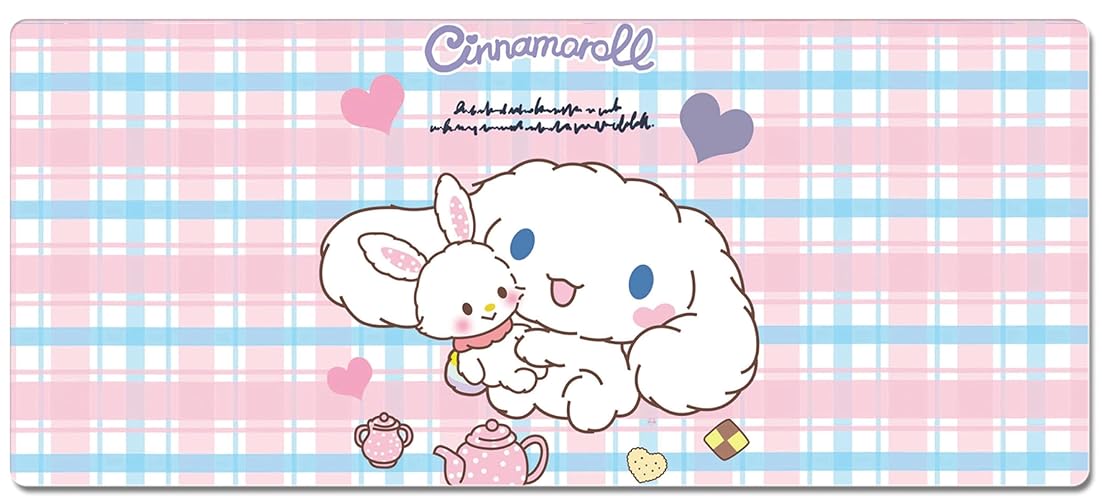 SMAIGE XXL Extended Anime Gaming Mouse Pad - Large, Wide Cartoon Design Mousepad, Stitched Edges | 31.5"x11.8"x0.08" Dimensions (Pink) - Cinnamon Pink