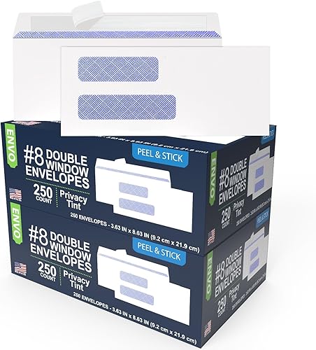 Sobres de seguridad #8 para ventana doble autosellante, sobres de cheques de negocios 8 58 (paquete de 500)