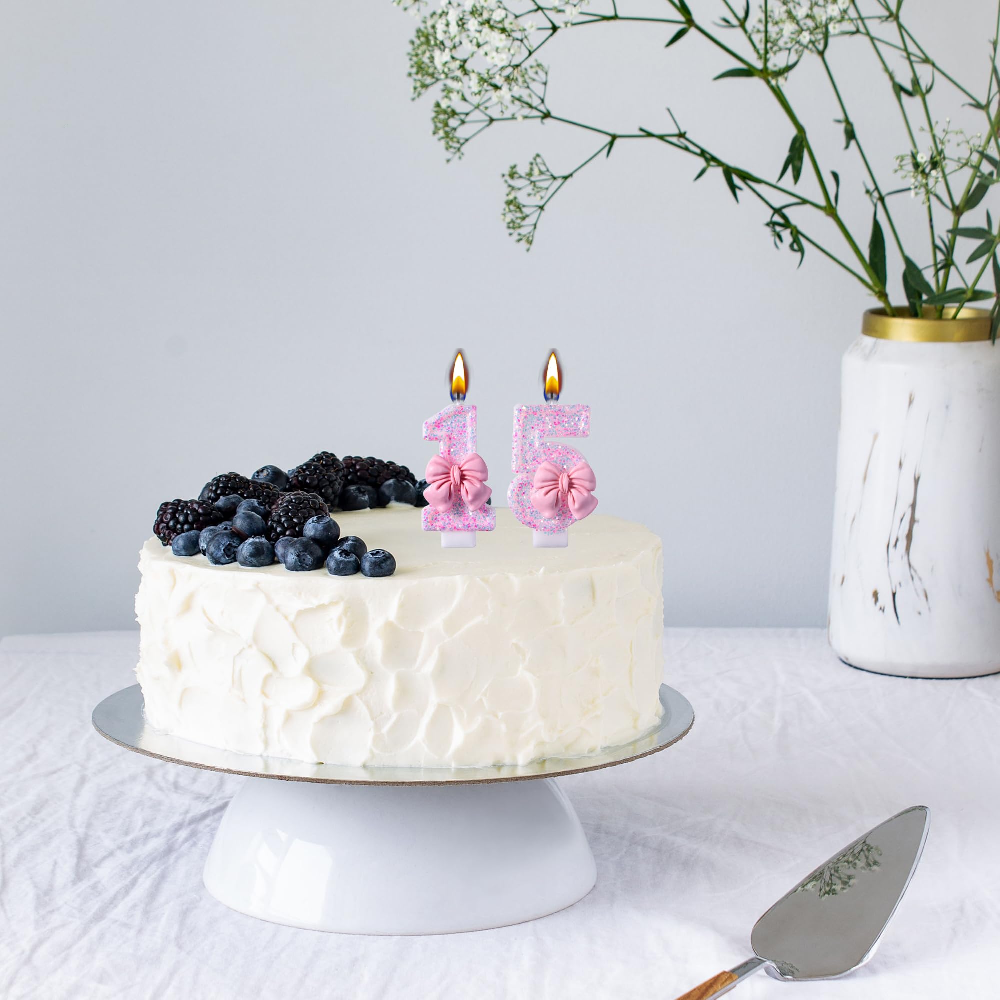 Velas de cumpleaños número 15, velas de cumpleaños rosas con números de 15 años, decoración de pastel para fiesta de cumpleaños, regalos para niñas