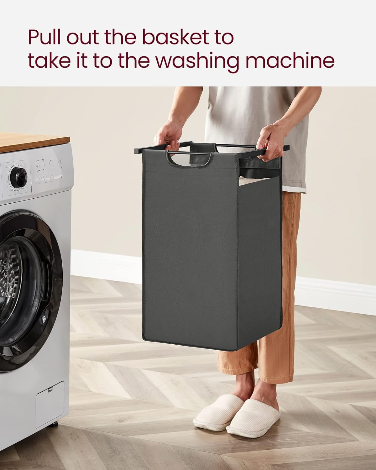 VASAGLE Laundry Hamper, Laundry Basket, Laundry Sorter with 2 Pull-Out and Removable Bags, 2 Shelves, 12.1 Gal (46L) Capacity per Bag, for Laundry Room, Black and Gray UBLH211G01